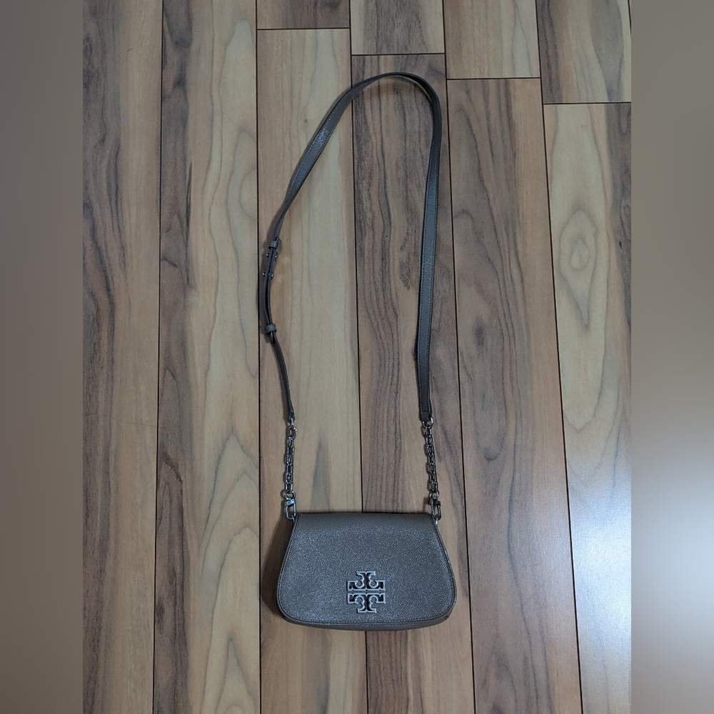 EUC! Tory Burch Britten Mini Crossbody Bag In Tan/Beige - Picture 2 of 16